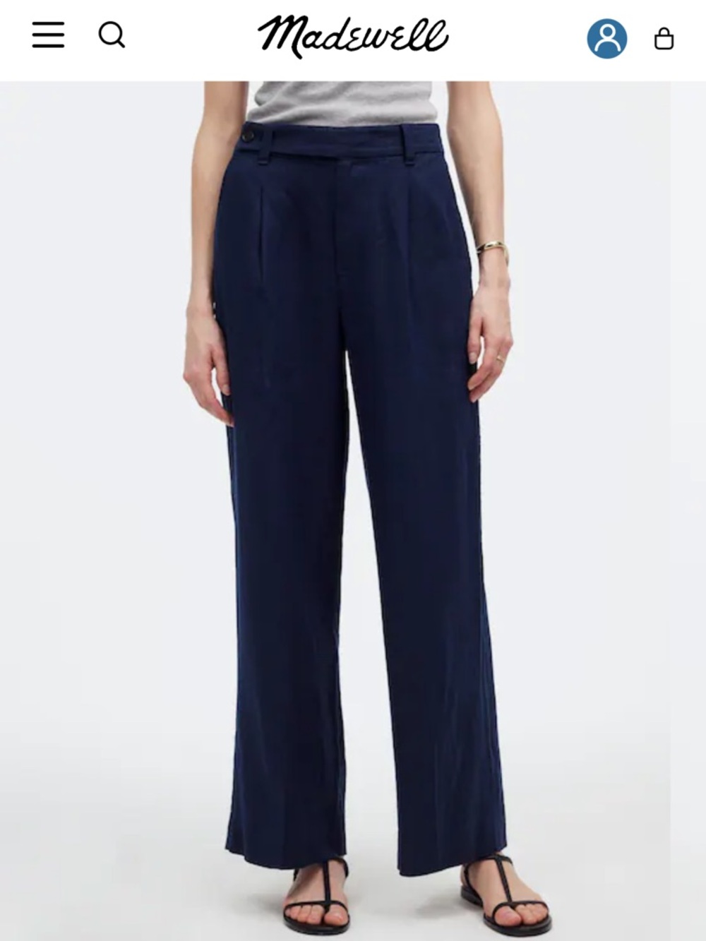 Madewell Navy Wide-Leg Trousers